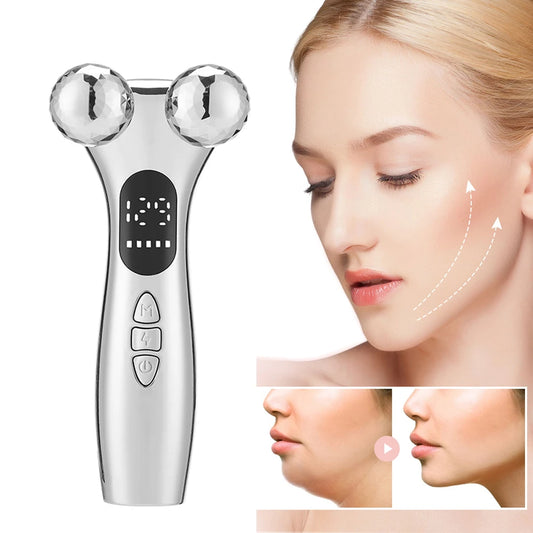 3D Roller V Face Lifting Massager, Micro Current Skin Firming, Wrinkle Removal Device
